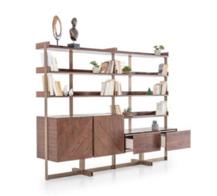 Moderne Vitrine Wohnzimmer Möbel Regal Standregal Echtholz Möbel Braun Regale