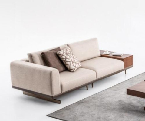 Beige Moderner Zweisitzer Luxus Couch Sofa Wohnzimmermöbel Couchen Stoff