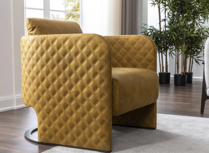 Sessel Ohrensessel Cocktailsessel Sitzer Modern Kunstleder Gelb Design