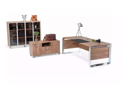 Büromöbel Set braun Schreibtisch Kommode Aktenschrank 3tlg. Set Möbel