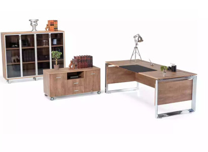 Büromöbel Set braun Schreibtisch Kommode Aktenschrank 3tlg. Set Möbel