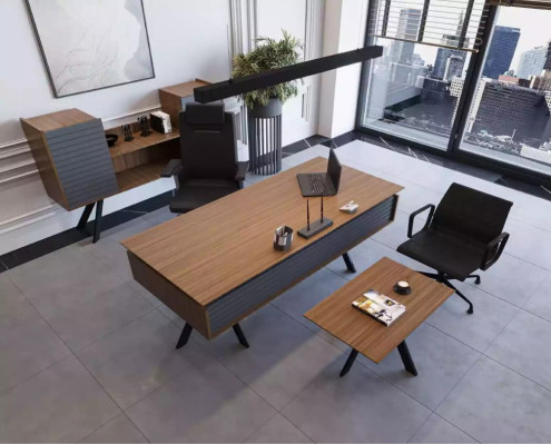 Hochwertiges, elegantes Büro-Set im modernen Stil aus stabilem Holz