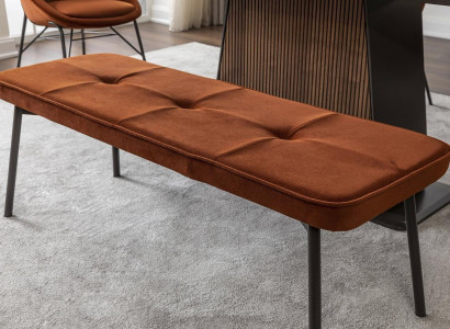 Sitzmöbel Sitzbank Polsterbank Holzbank Gepolstert Stoff Modern Orange Neu