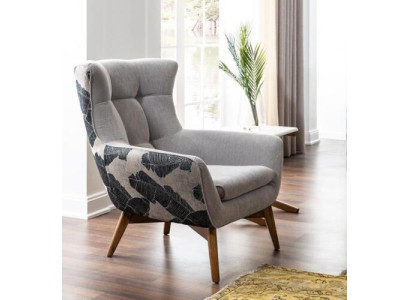 Sessel Ohrensessel Cocktailsessel Sitzer Modern Design Grau Stoff Sitz