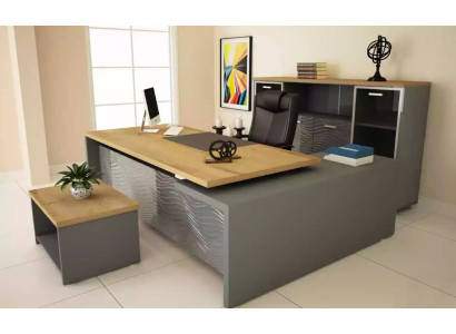 Hochwertiges, modernes Büro-Set aus robustem Holz in elegantem Stil 