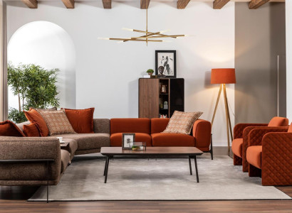 Modernes Ecksofa L-Form Couch Stoffsofas Edelstahl Wohnzimmermöbel Neu