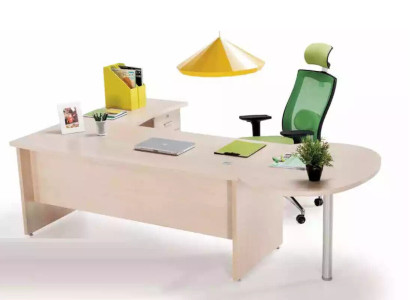 Moderner Büro Exklusiver beige Eckschreibtisch Schreibtisch Kommode 2tlg.