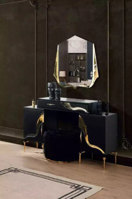 Luxus Schlafzimmer Set Bett Nachttisch Gold Schminktisch Nachttische 5tlg