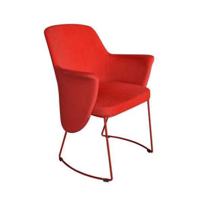 Modern Esszimmerstuhl Stuhl Küchenstuhl Sessel Sitzer Stoff Modern Holz Rot