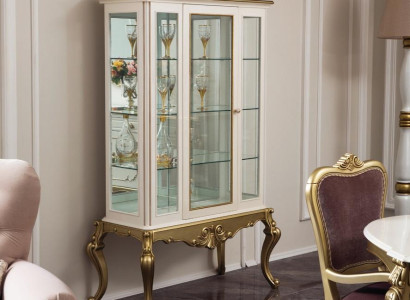 Vitrine Luxus Regal Holz Anrichte Schränke Wohnzimmer Glasschrank Neu