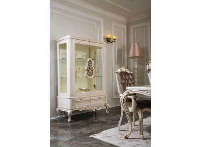 Vitrinen Glas Schrank Vitrine Wohnzimmer Holz Anrichte Luxus Möbel Regal