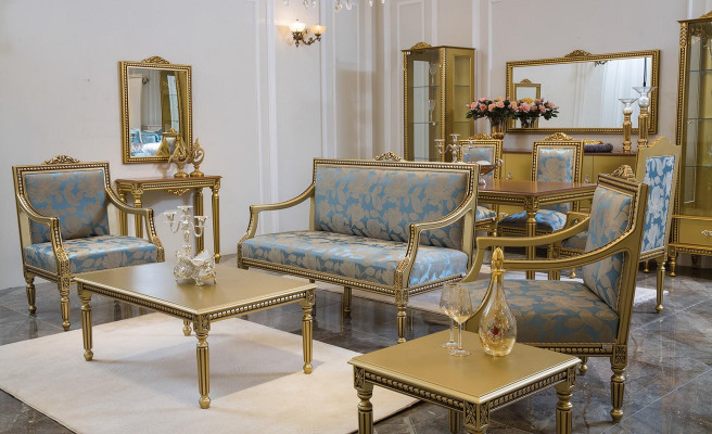 Sessel Polster Stühle Gold Stoff Luxus Design Stuhl Einsitzer Klassisch