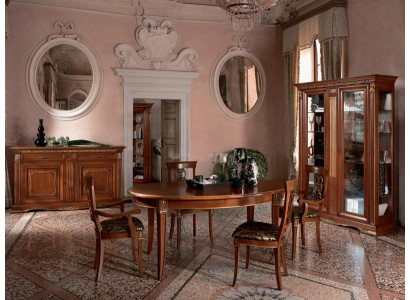 Esszimmer Komplett Tisch Anrichte 4x Stuhl Set Vitrine Barock 7tlg. Massivholz