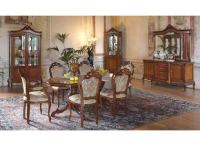 Italienische Barock Möbel Esszimmer 11tlg. Set Tisch Stühle Kommode Massivholz