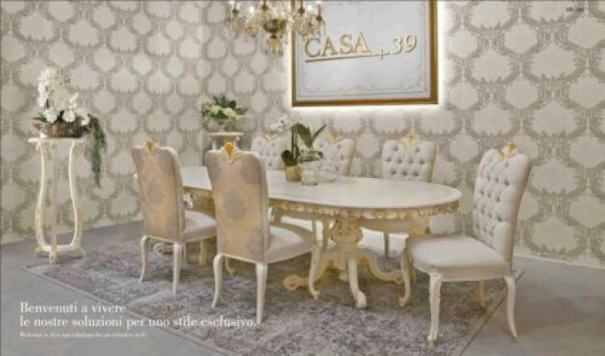 Italienische Möbel Massivholz Esszimmer 6x Stühle Lehn Stuhl Gruppe Garnitur