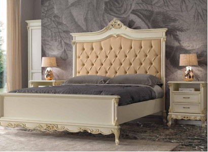 Schlafzimmer Bett mit 2 Nachttische Gruppe Garnitur Set Betten Chesterfield Massivholz