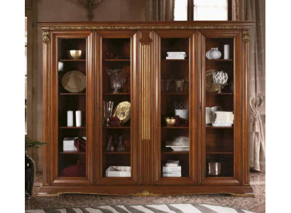 Vitrine Glas Wandschrank Vitrinen Regal Barock Rokoko Italienische Stil Möbel Massivholz
