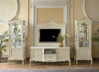 Wohnwand Wohnzimmer Vitrine Sideboard RTV Regal Wände Schrank 4tlg. Massivholz