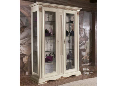 Vitrine Glas Schrank Wohnzimmer Schaufenster 2tlg.Vitrinen Barock Rokoko Italien Massivholz