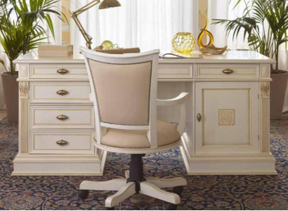 Büroset Schreibtisch Chefsessel Komplett Office Barock Rokoko 2tlg. Set Massivholz