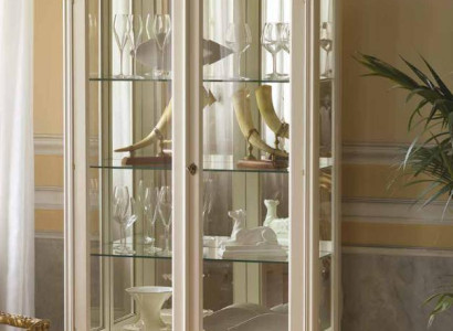 Vitrine Schrank Vitrinen Wohnzimmer Massivholz Schränke Design Barock Rokoko Weiß neu