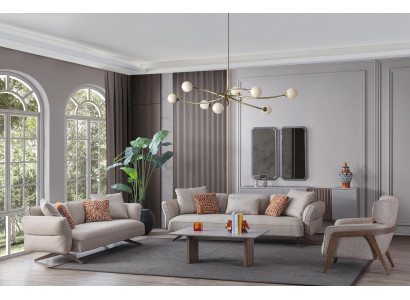 Luxus Modern Wohnzimmer Set 4tlg. 4+3 sitzer Sessel und couchtisch neu