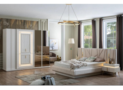 Schlafzimmer Set Luxus Bett 2x Nachttisch Kleiderschrank 4tlg Möbel