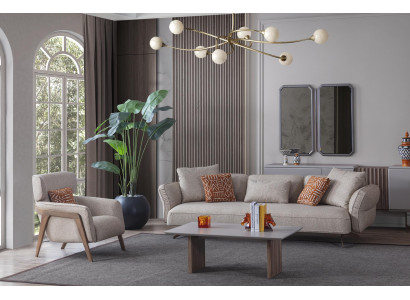 Luxus Modern Wohnzimmer Set 4tlg. Sofa 4 sitzer Sessel couchtisch Garnitur