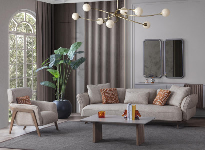 Luxus Modern Wohnzimmer Set 4tlg. Sofa 4 sitzer Sessel couchtisch Garnitur