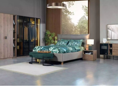 Schlafzimmer Set Loft Design Bett Schrank Betten Kommode Nachttisch 5tlg