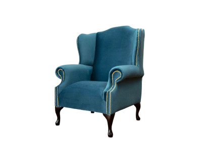 Ohrensessel Einsitzer Chesterfield Couch Blau Sofa Polster Möbel Neu