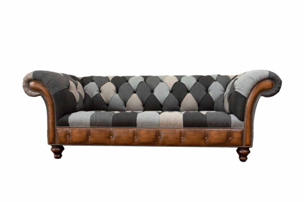 Chesterfield 3 Sitzer Couch Polster Textil Couchen Wohnzimmer Sofa Neu