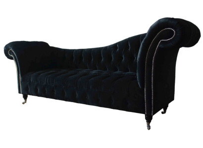 Sofa Luxus Textil Chesterfield Couch Polster 3 Sitzer Garnitur Blau Samt