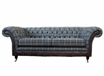 Sofa 3 Sitz Sofas Textil Couchen Design Möbel Dreisitzer Grau Chesterfield