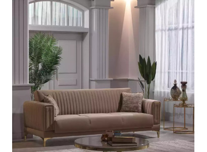 Designer Brauner Dreisitzer 3-Sitzer Sofa Wohnzimmer Polster Couchen