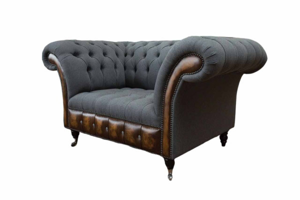 Design Chesterfield Stoff Couch Sessel 1.5 Sitzer Polster Sofas Lounge