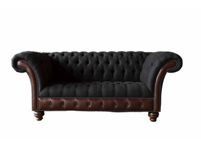 Sofa 2 Sitzer Couch Polster Sofa Stoff Chesterfield Couchen Grau Neu