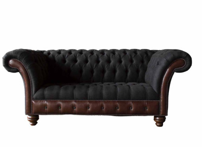 Sofa 2 Sitzer Couch Polster Sofa Stoff Chesterfield Couchen Grau Neu