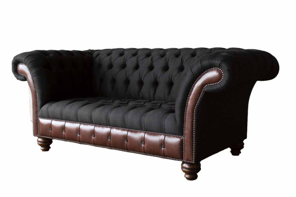Sofa 2 Sitzer Couch Polster Sofa Stoff Chesterfield Couchen Grau Neu