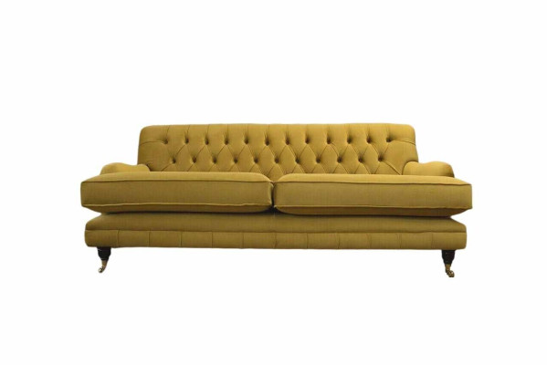 Sofa 3 Sitzer Gelb Polstersofa Wohnzimmer Elegantes Design Klassische