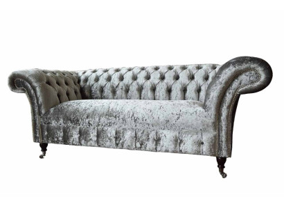 Chesterfield Design Sofa Couch 2 Sitzer Polster Grau Sofas Couchen Neu