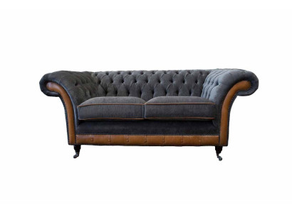 Chesterfield Luxus 2 Sitzer Couch Polster Sofa Zweisitzer Leder Couchen
