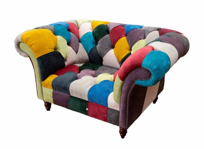 Sessel Design Chesterfield Lounge Mehrfarbig Sofa Einsitzer 130cm Neu
