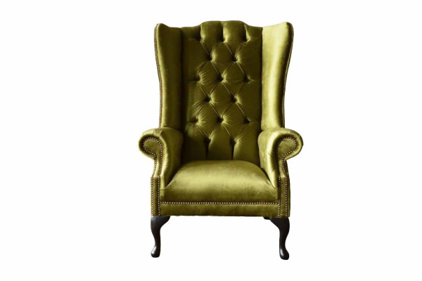Ohrensessel Chesterfield Sofa Couch Polster 1 Sitzer Sessel Textil Neu