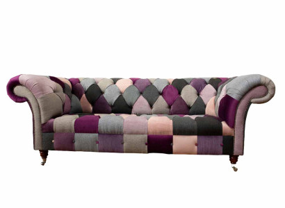 Chesterfield Design Polster Luxus Sitz Sofa Couch Grün Textil 3 Sitzer