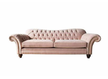 Sofa 3 Sitzer Chesterfield Couch Sitz Textil Stoff Couchen Rosa Polster