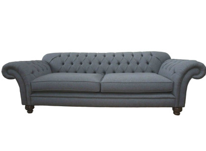Sofa Luxus Textil Chesterfield Couch Sofas Polster 3 Sitzer Grau Design