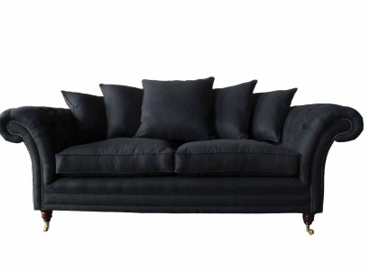 Sofa Textil Stoff 3 Sitzer Couch Designer Sitz Polster Schwarz xxl big