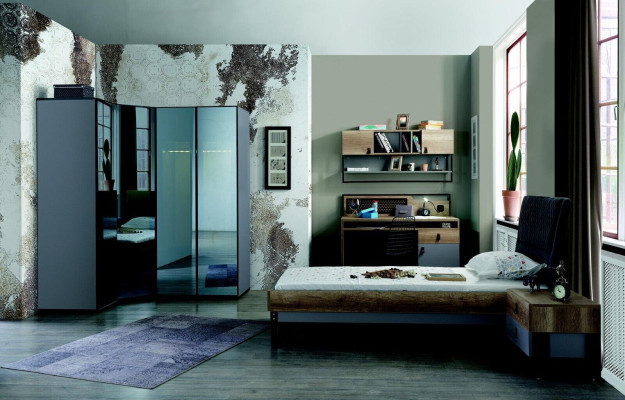 Jugendzimmer Set Bett Eckschrank Nachttisch Schreibtisch Möbel 4tlg Neu