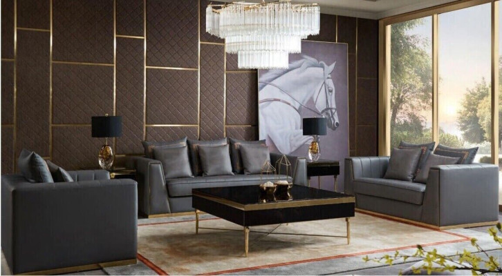 Luxus Möbel Sofagarnitur Couch Sofa Polster 3 2 1 Sitzer mit Couchtisch